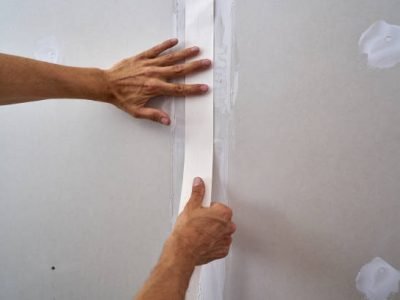 laminated plasterboard plastering join tape DIY detail